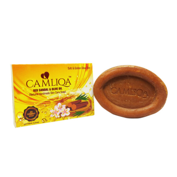 Camliqa Natural Hand Made Skin Care Soap | Red Sandal, Olive Oil | 100 Gms
